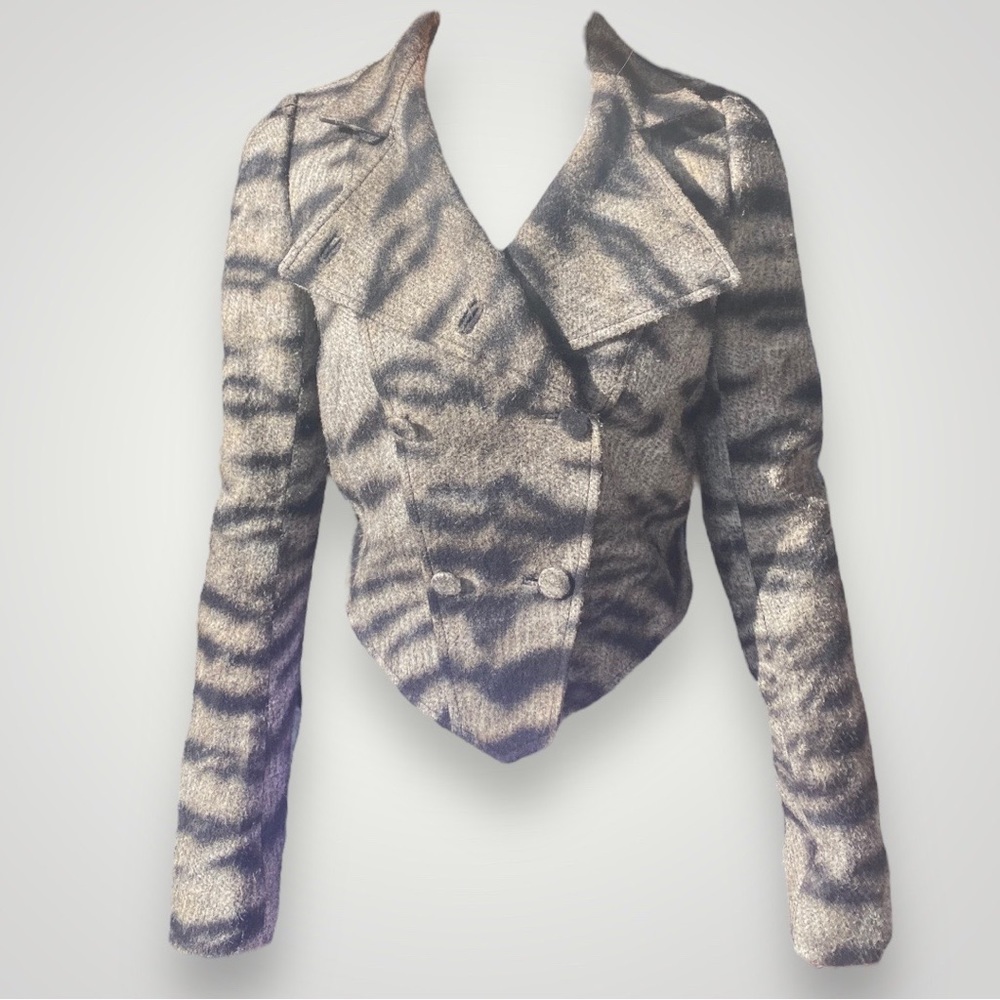 Roberto Cavalli Silk Cropped Tiger Print Blazer Jacket